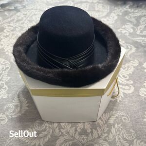 Vintage Black Wool Hat with Mink Trim by Fletcher Furs